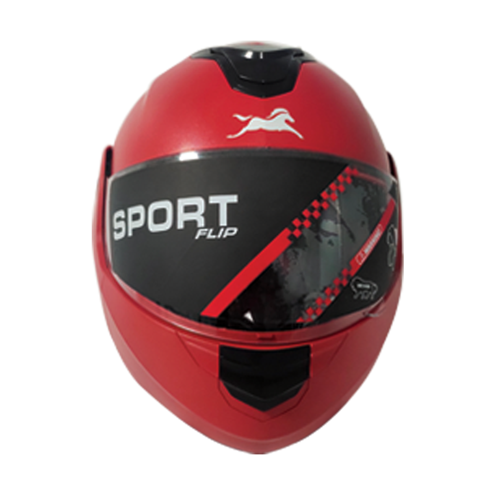 Full-Face Flip Helmet Red  Durable and Comfortable Design